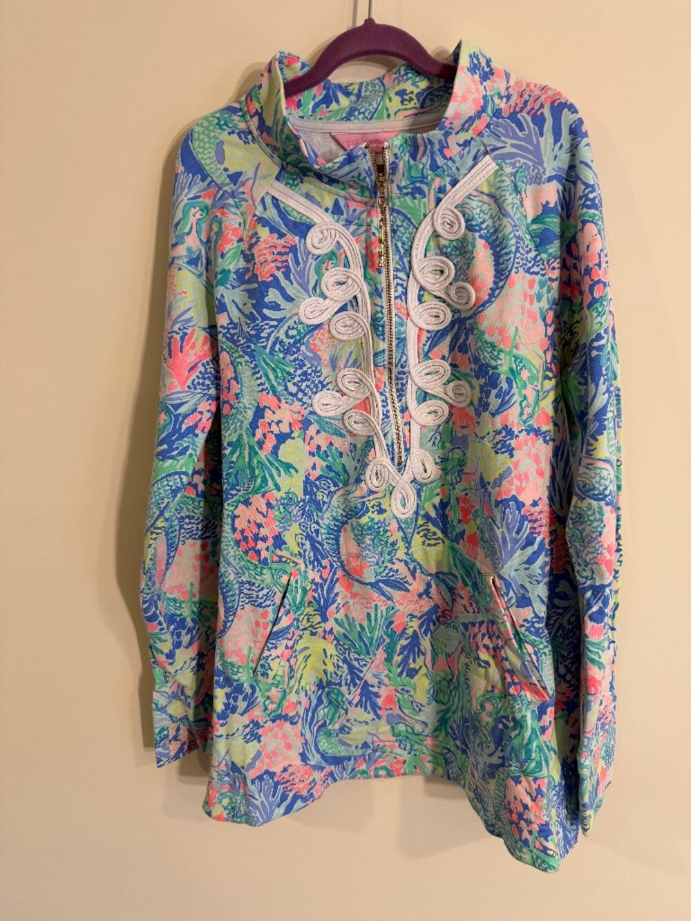 Lilly Pulitzer Skipper Popover Mermaids Cove Half Zip Pullover Size S